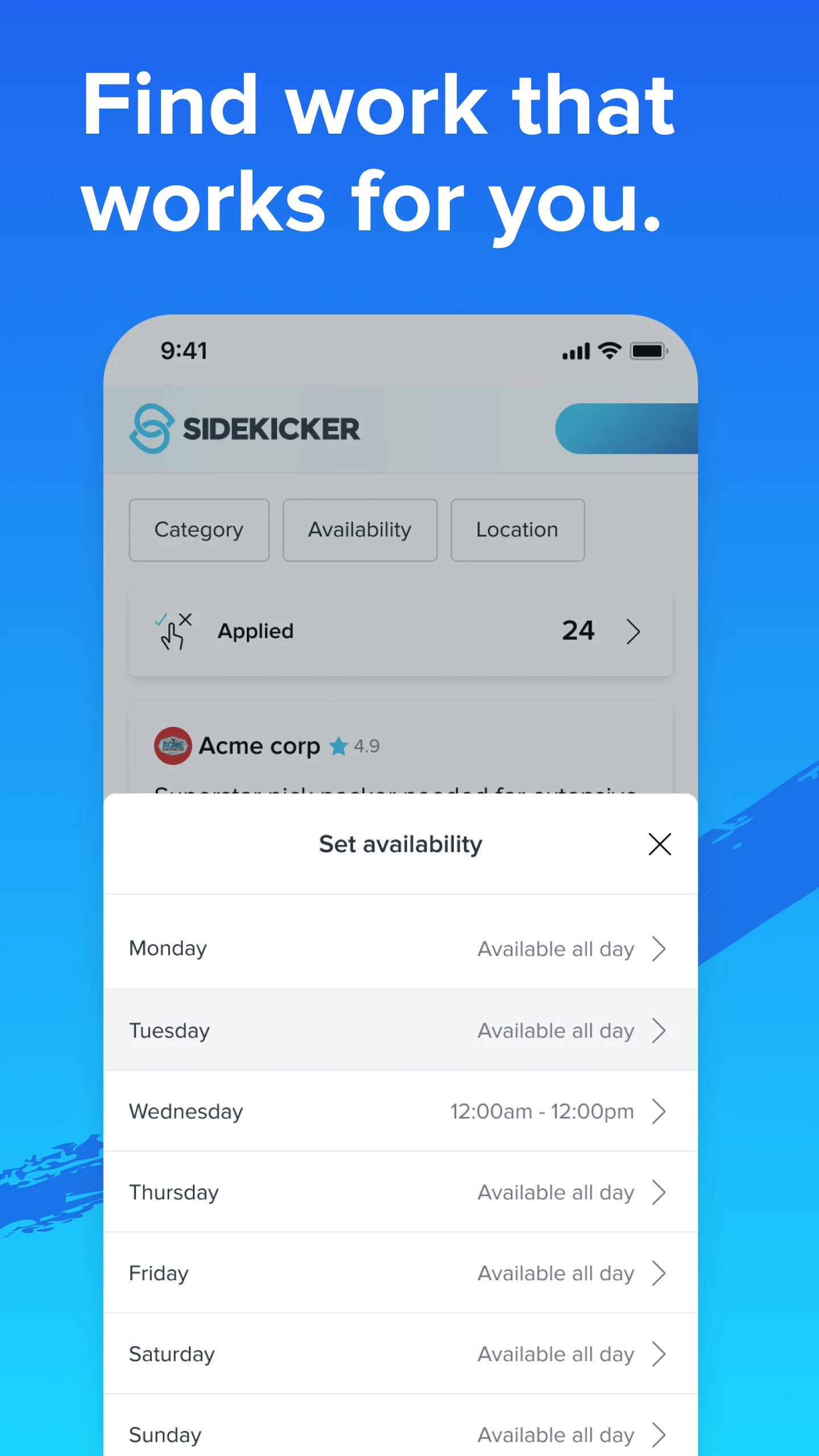 Sidekicker: Worker app screenshot