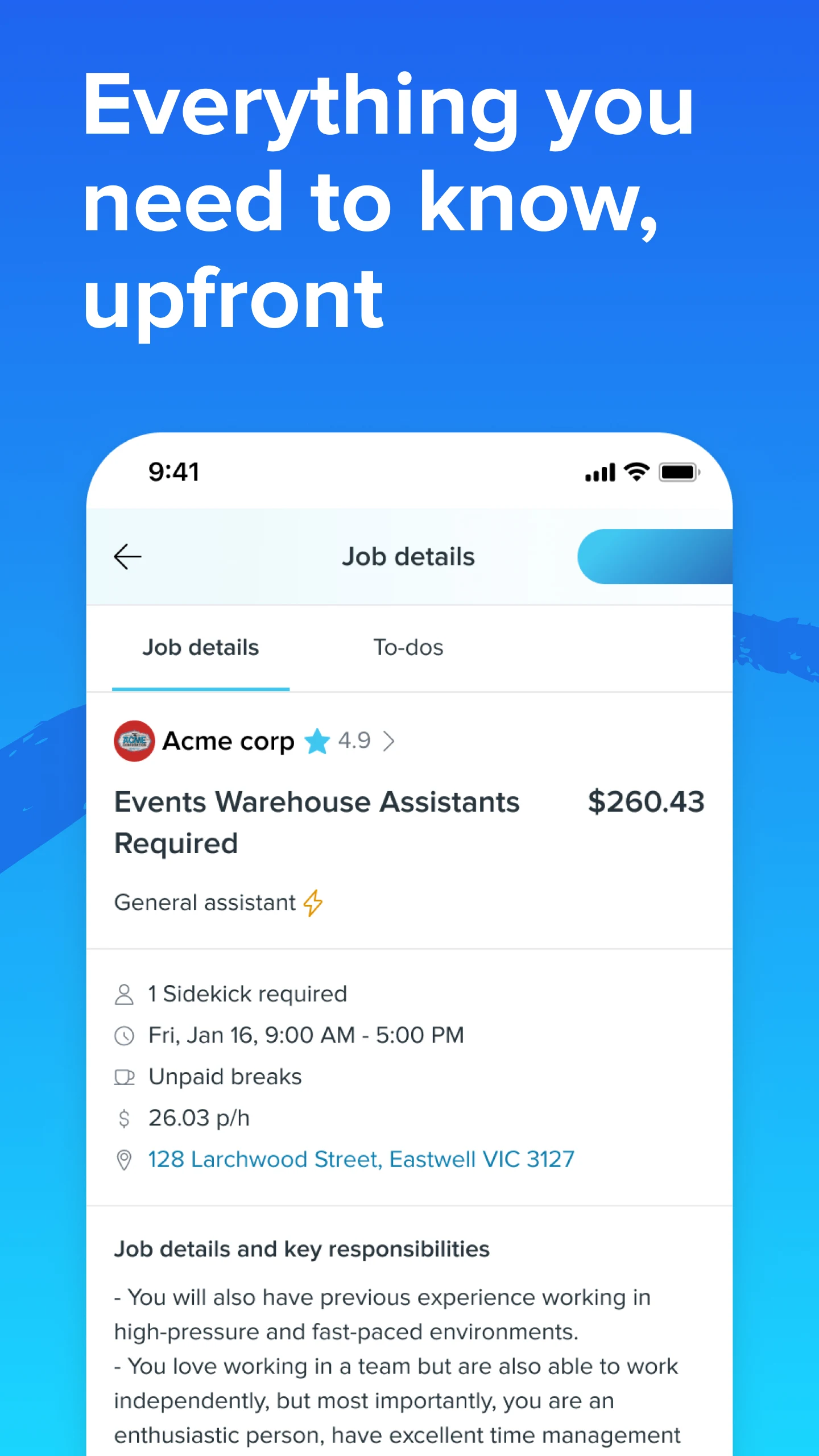 Sidekicker: Worker app screenshot